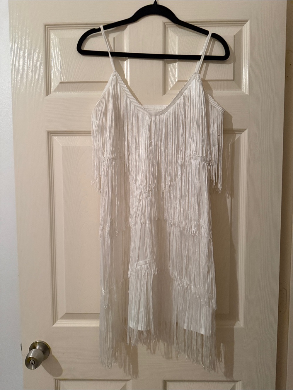 Women’s White Fringe Slip Dress Top